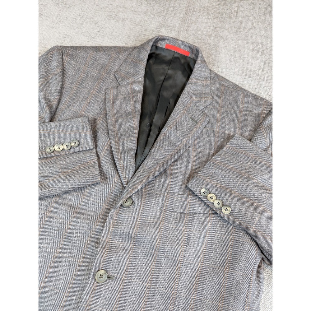 Isaia Napoli Blazer Men Sz 54 (US 44) Gray Herringbone Cashmere Silk Sports Coat
